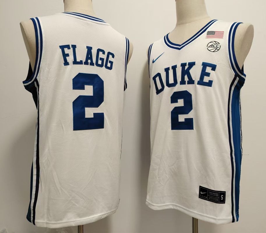 Men Duke Blue Devils #2 Flagg White Nike 2025 NCAA Jersey->ncaa teams->NCAA Jersey